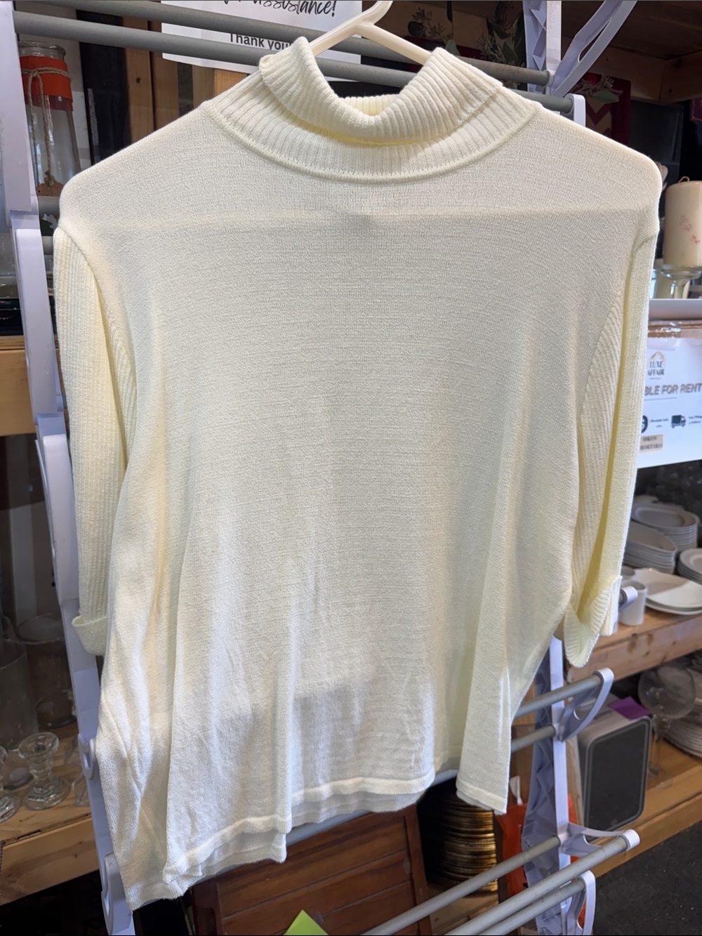 Women’s Cream Mock Neck Sweater - Relaxed Fit